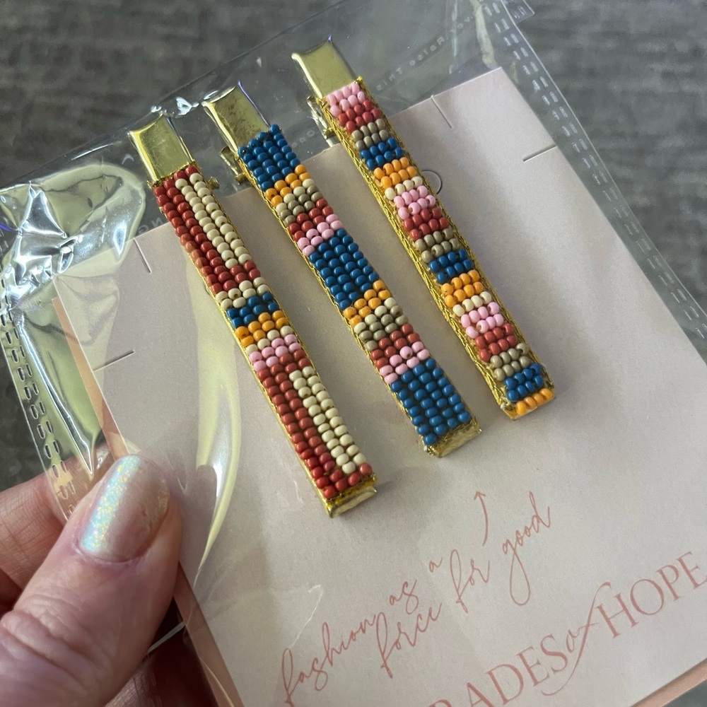 Fiesta Hair Clip Set of 3- handbeaded